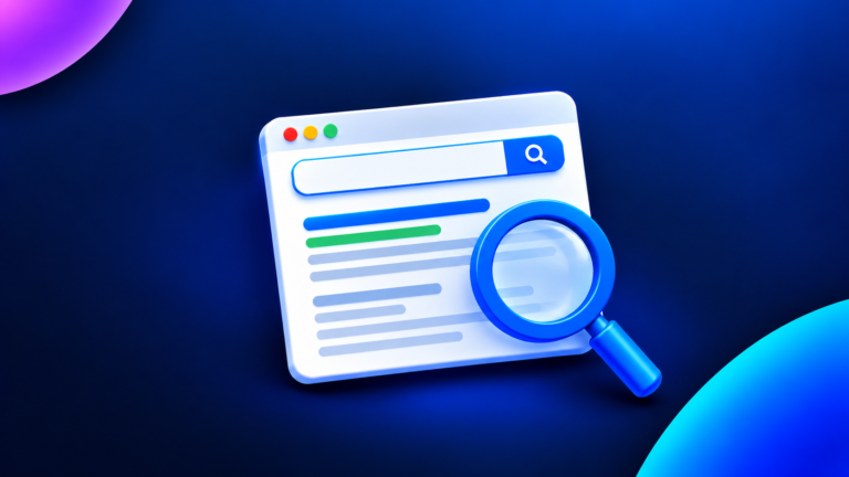 Search results illustration with a magnifying glass