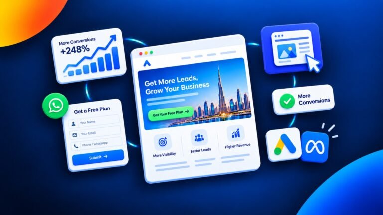 Landing page and campaign performance dashboard for lead conversion