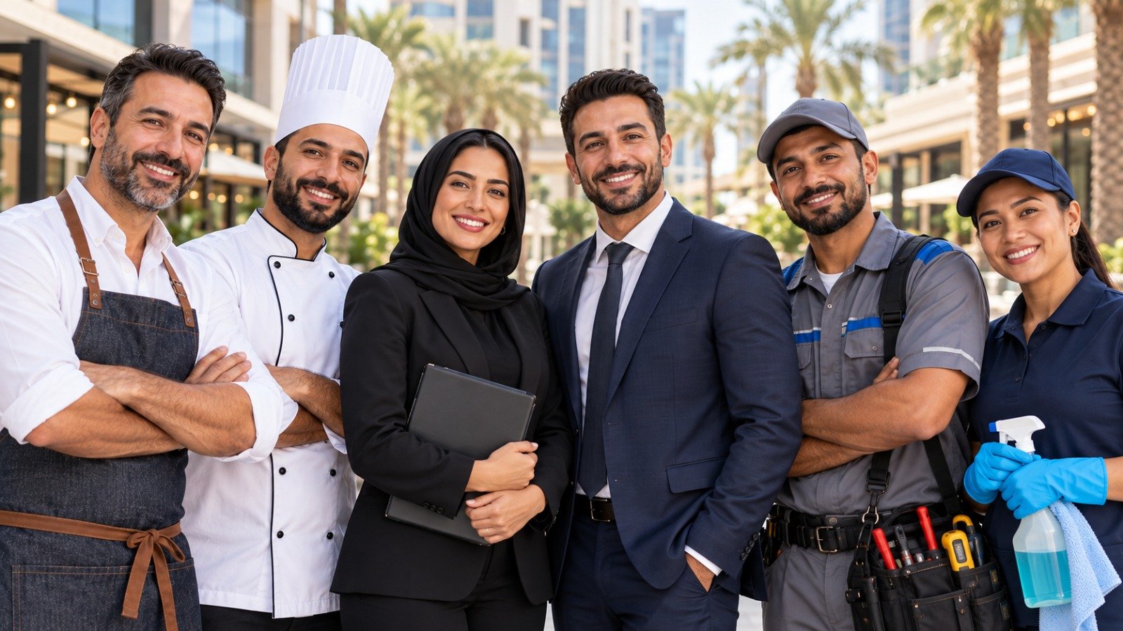 Professionals representing different service industries